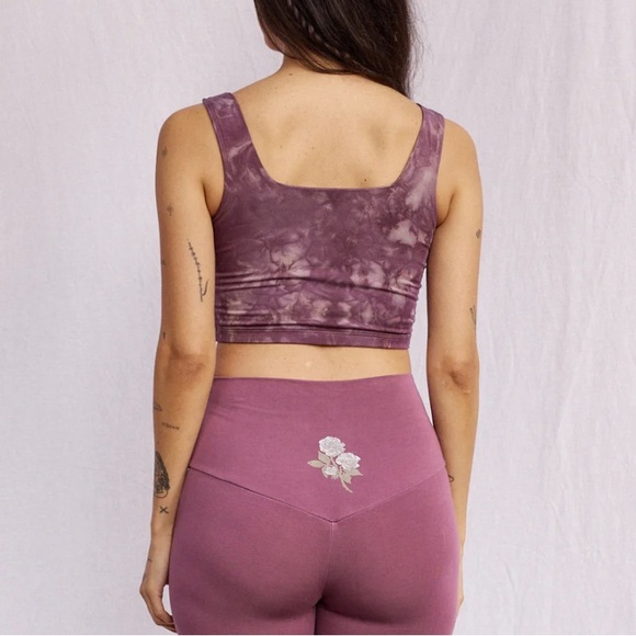 Purusha People Frozen Garden Square Top Tank Mauve Plum Flower Bra Medium NEW - Picture 6 of 12